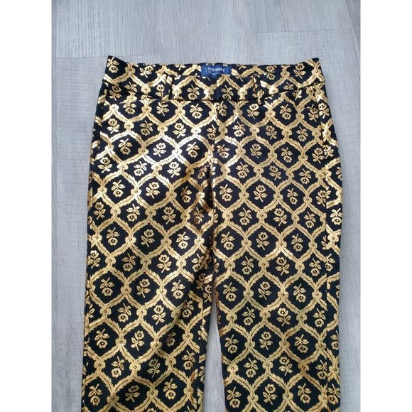 Old Navy Womens Pixie Black & Gold Print Dress Pants Mid rise, Size 4, 28"× 26" - Picture 6 of 10